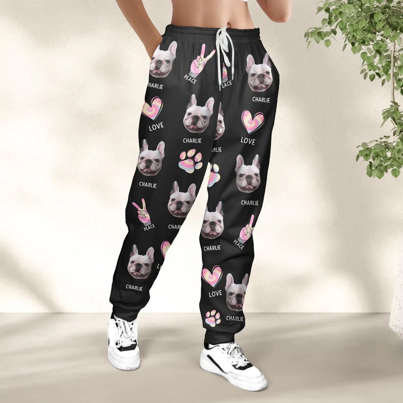 Custom Photo Peace, Love, Dogs - Gift For Pet Lovers - Personalized Pajama Pants, Sweatpants CU4110901 - Image 2