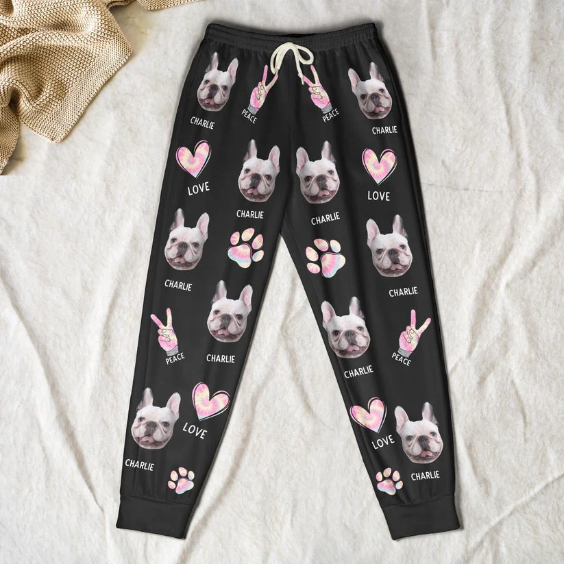 Custom Photo Peace, Love, Dogs - Gift For Pet Lovers - Personalized Pajama Pants, Sweatpants CU4110901 - Image 3