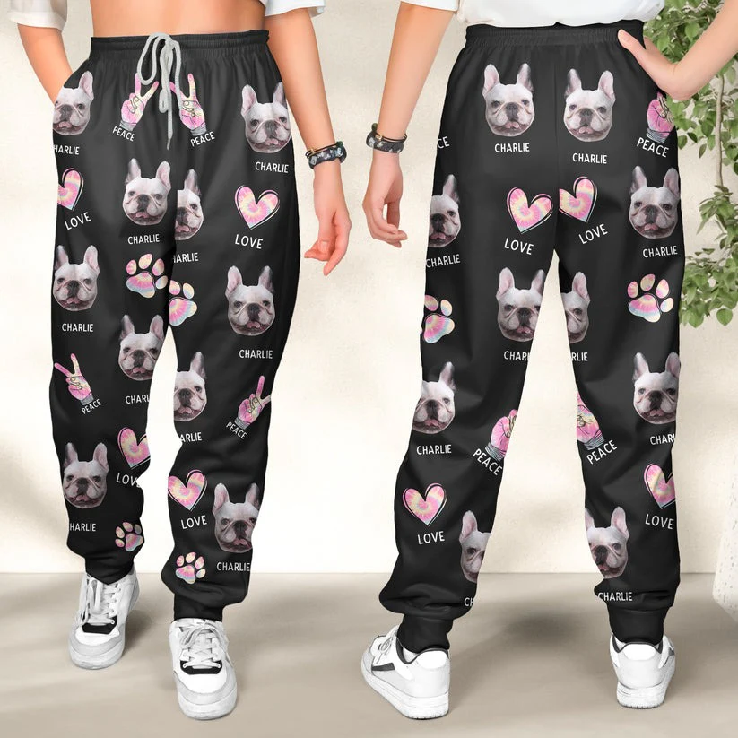 Custom Photo Peace, Love, Dogs - Gift For Pet Lovers - Personalized Pajama Pants, Sweatpants CU4110901 - Image 4