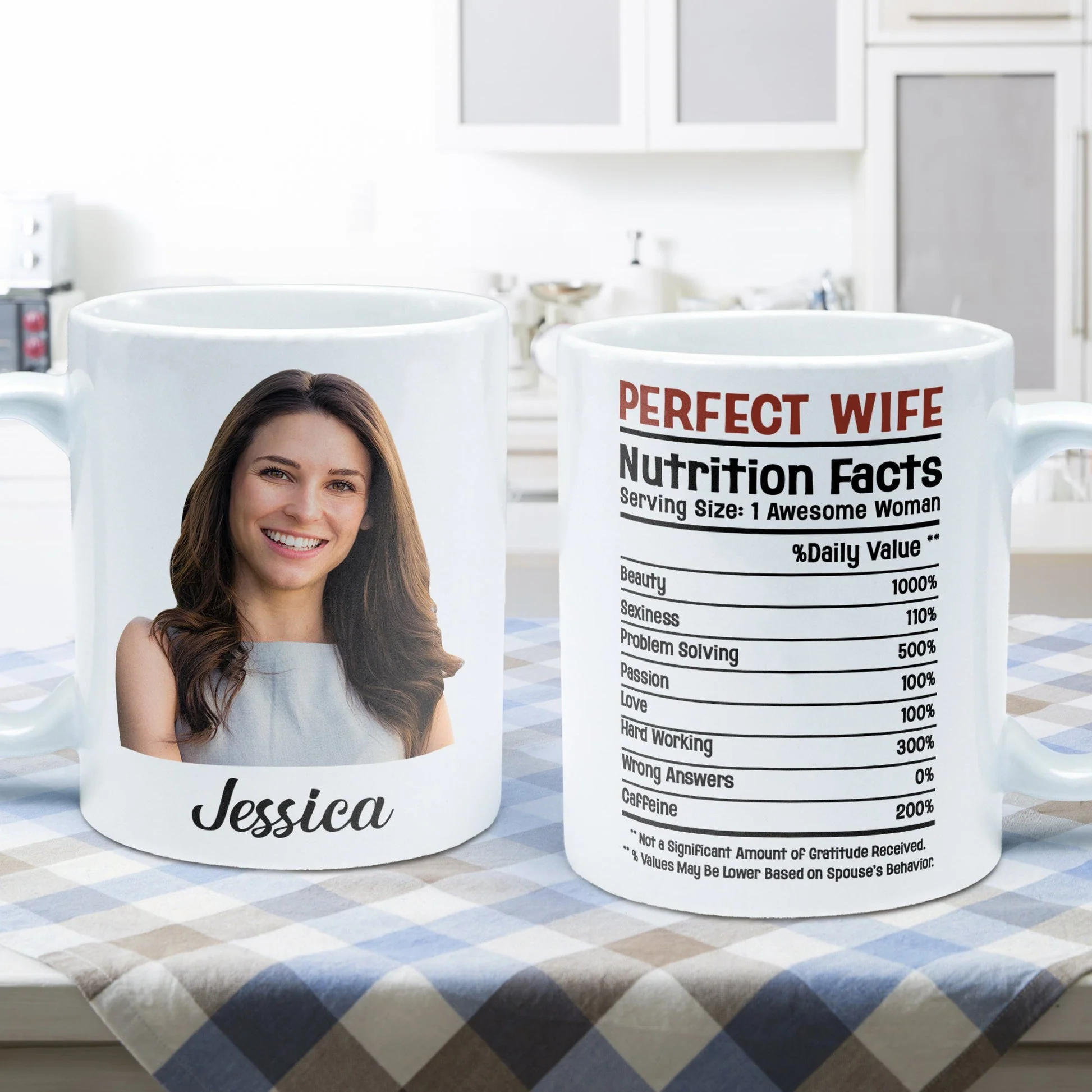 Custom Photo Perfect Wife Nutrition Facts - Personalized Ceramic Mug - Gift For Couple, Husband Wife NH96 - Image 5