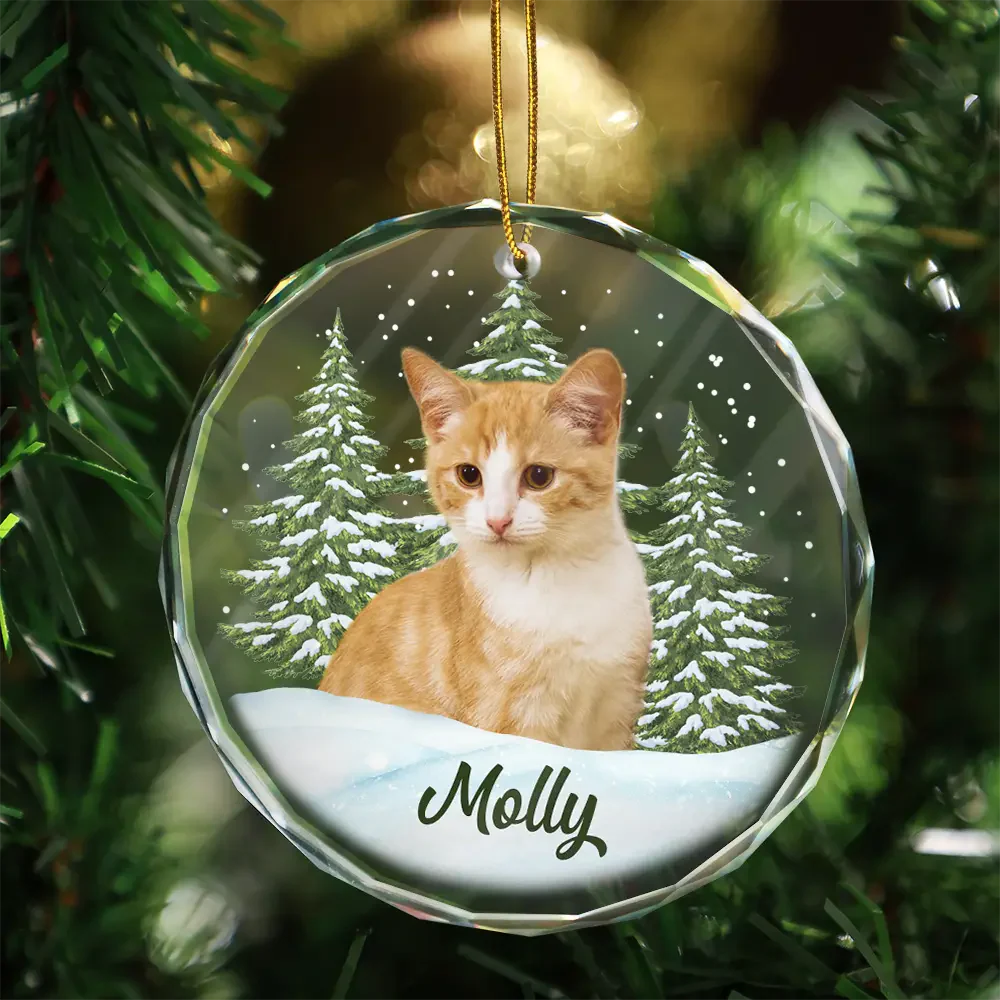 Custom Photo Pet Face - Personalized Circle Glass Ornament - Christmas Gift For Dog Lovers, Cat Lovers, Pet Lovers, Pet Memorial - NH96 - Image 3