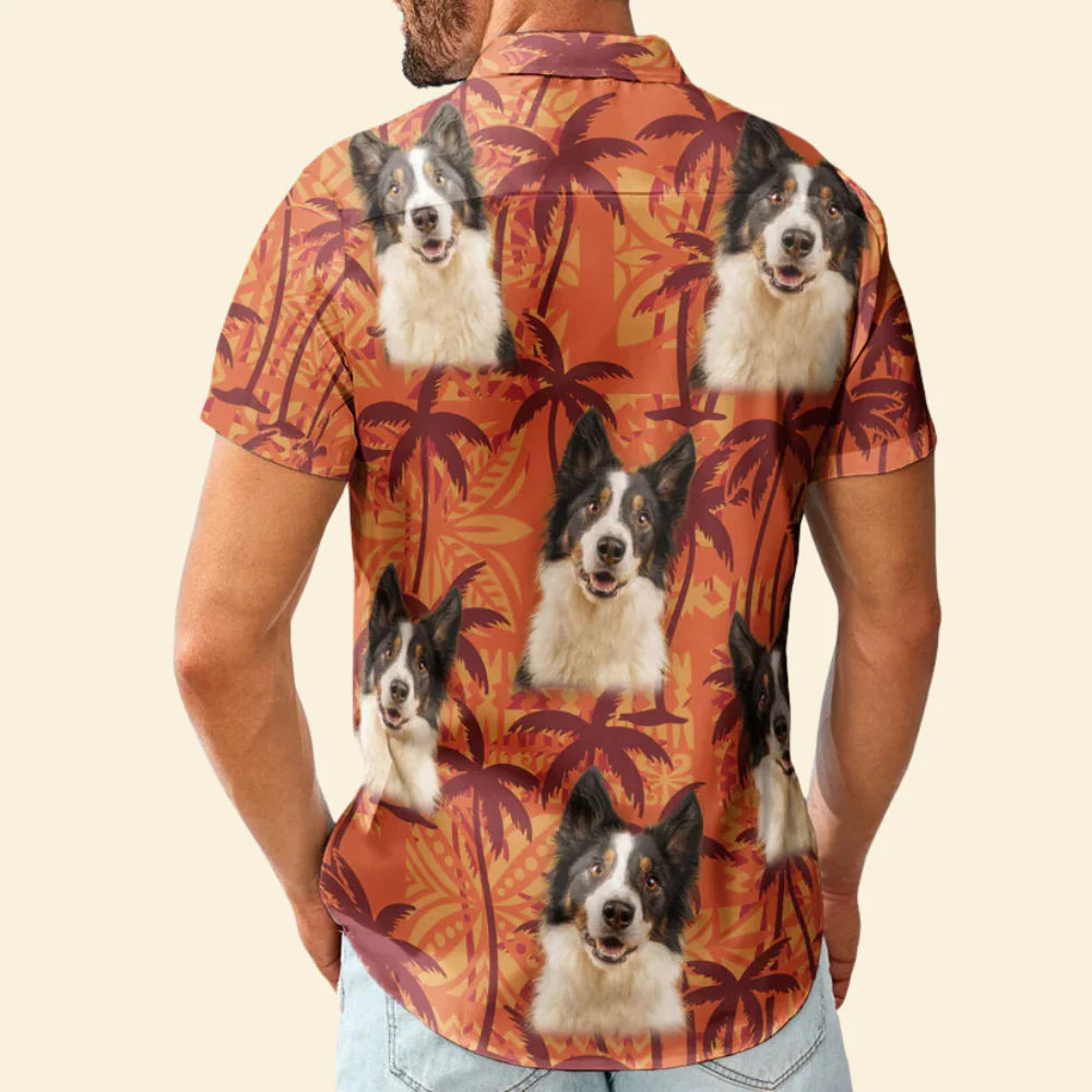 Custom Photo Pet Funny With Tropical Palm Trees - Gift For Dog Lovers - Personalized Hawaiian Shirt - Image 2