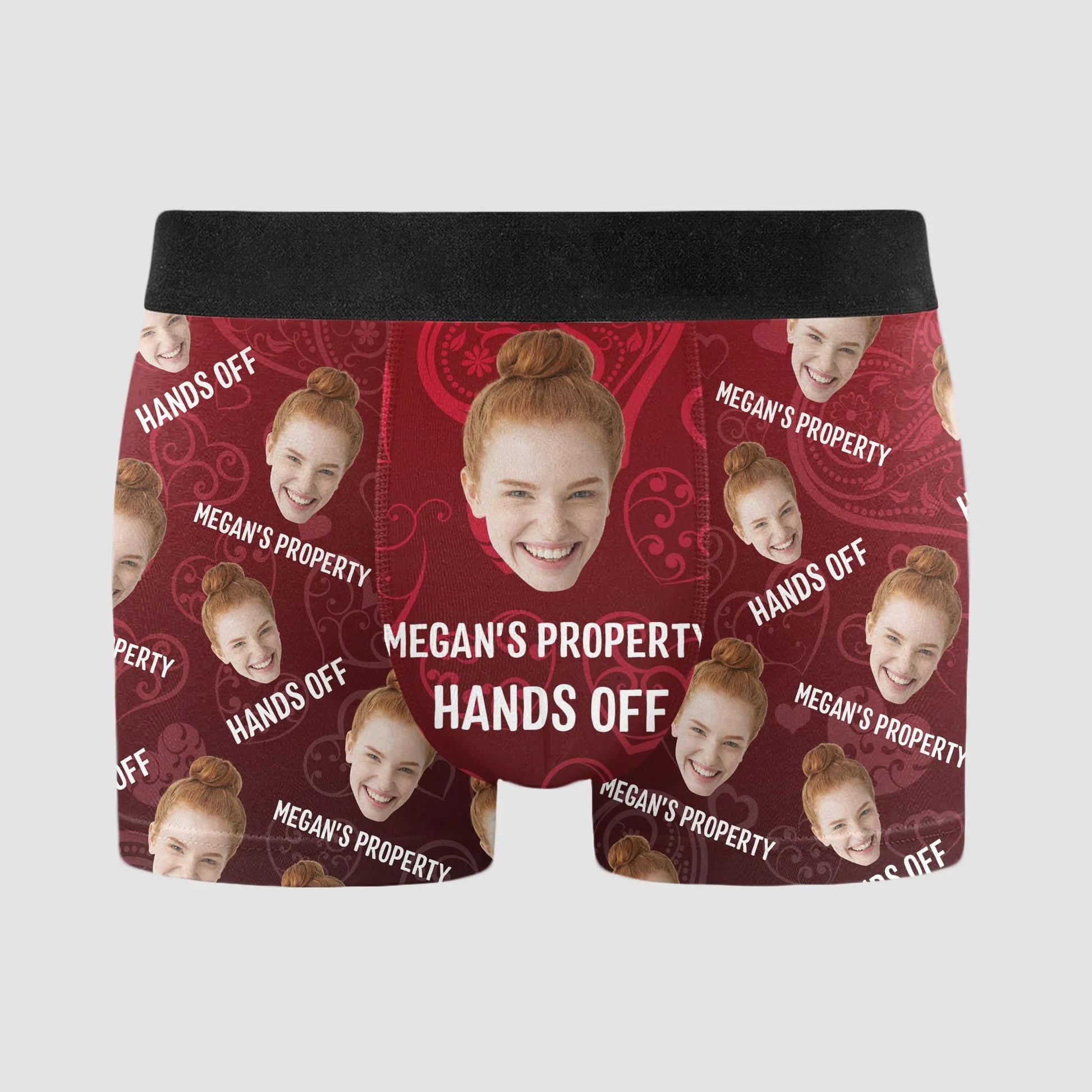Custom Photo Property Of Funny Hands Off - Gift For Boyfriend, Husband, Anniversary - Funny Personalized Custom Boxer Briefs, Men's Boxers NH96