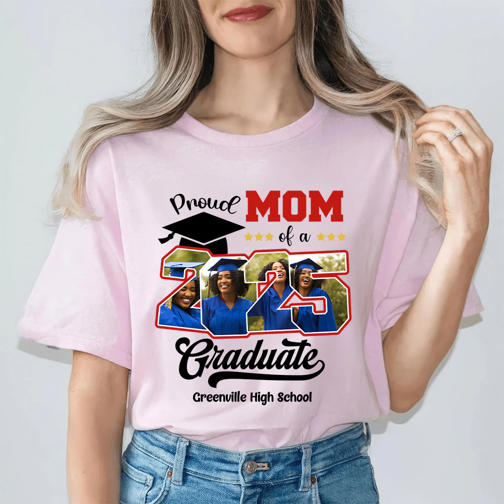 Custom Photo Proud Family Of A Class Of 2025 Graduate Senior - Personalized Custom Graduation T Shirt - Loving Gift for Grandma, Grandpa, Mom, Dad, Brother, Sister, Aunt, Uncle - PT - Image 4