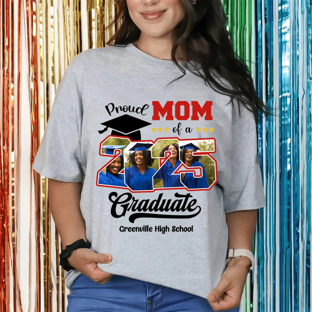 Custom Photo Proud Family Of A Class Of 2025 Graduate Senior - Personalized Custom Graduation T Shirt - Loving Gift for Grandma, Grandpa, Mom, Dad, Brother, Sister, Aunt, Uncle - PT - Image 5