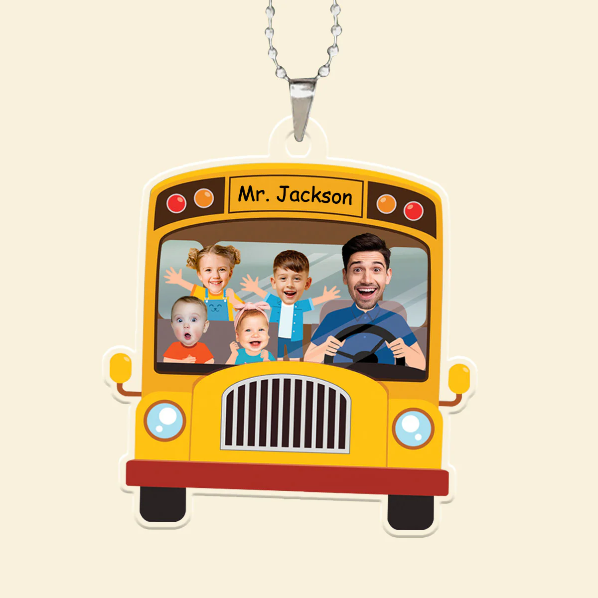 Custom Photo School Bus Driver We're Having A Funny Trip - Personalized Car Hanging Ornament - NA94 - Image 3