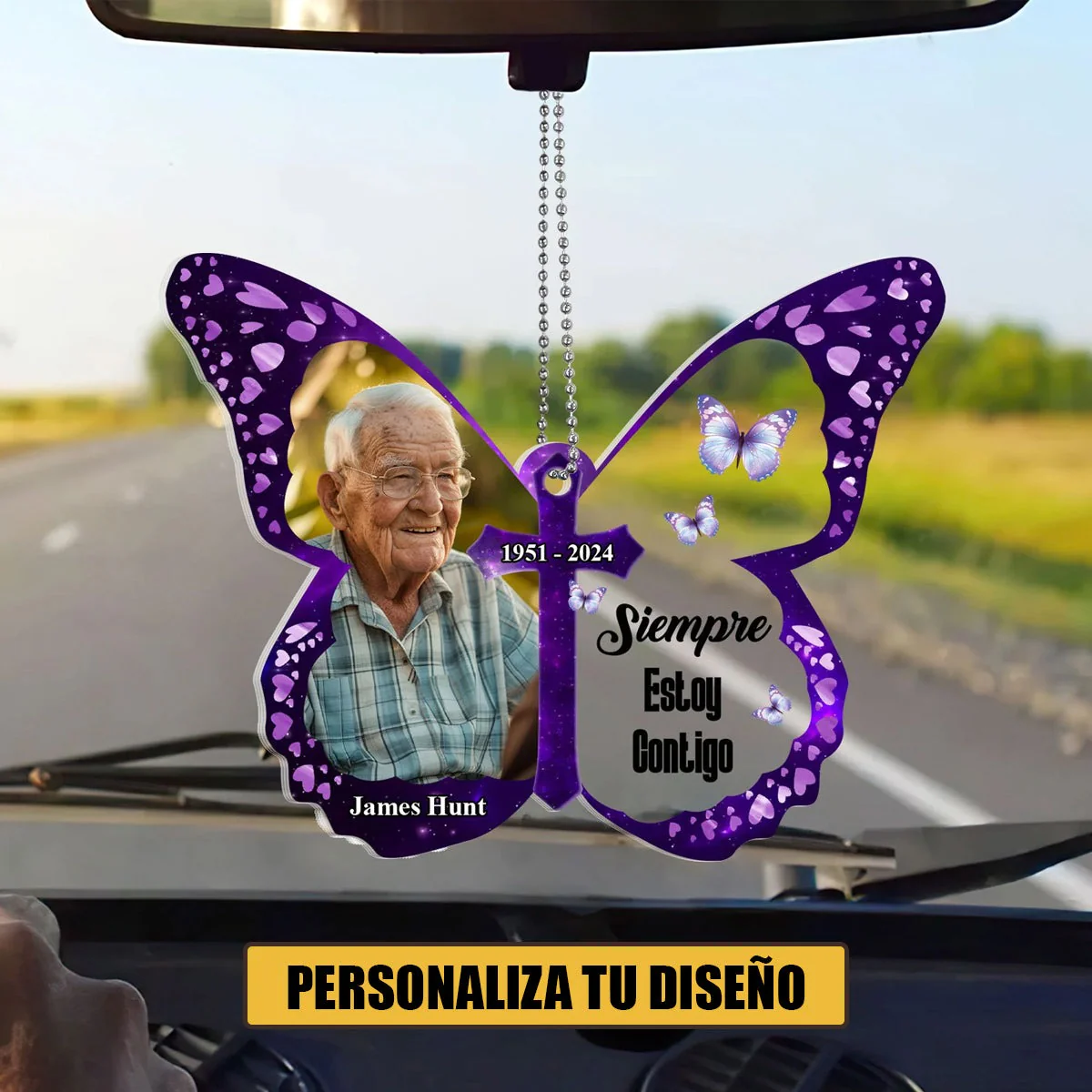 Custom Photo Siempre Estoy Contigo - Personalized Car Hanging Ornament - Memorial Gift HN02