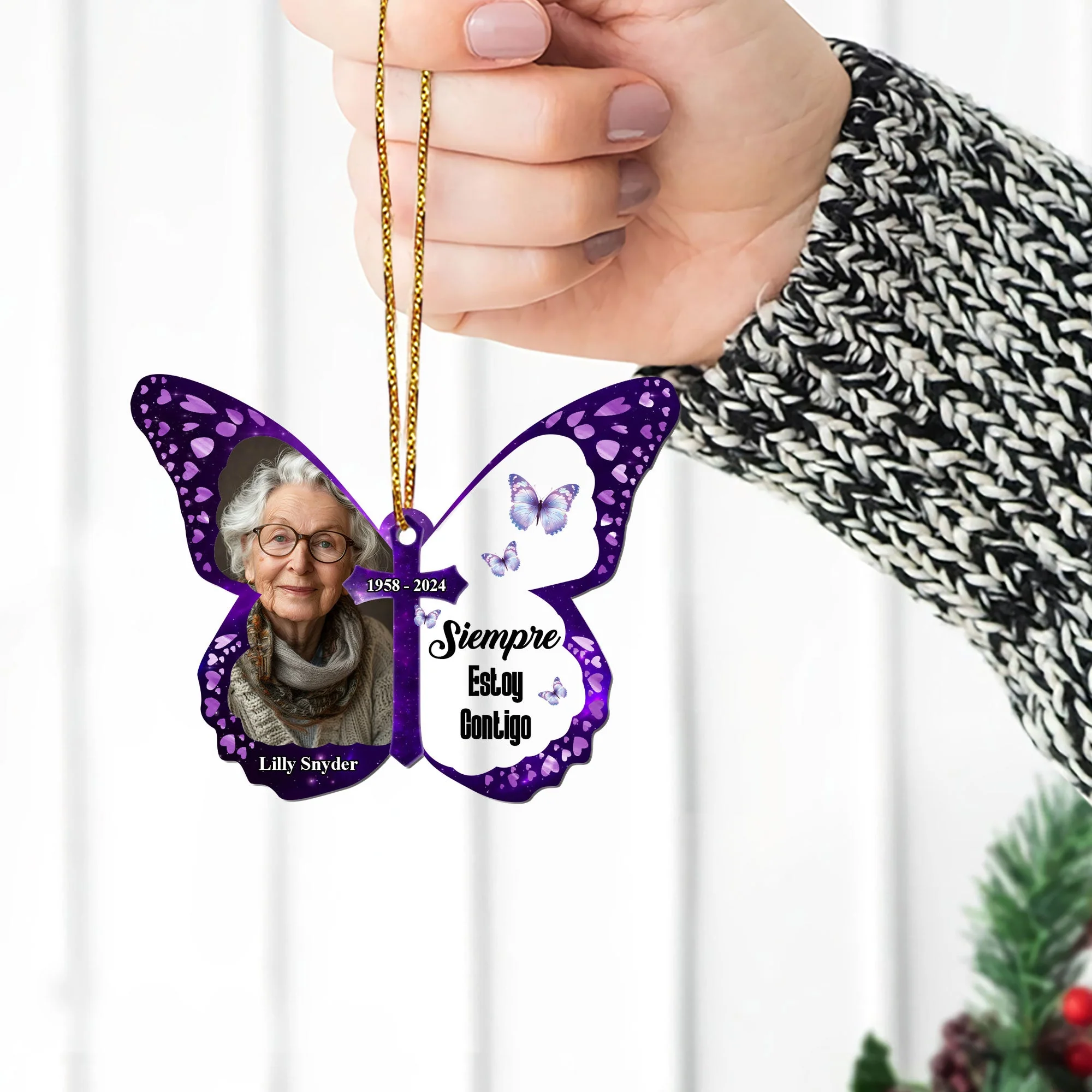 Custom Photo Siempre Estoy Contigo - Personalized Car Hanging Ornament - Memorial Gift HN02 - Image 2
