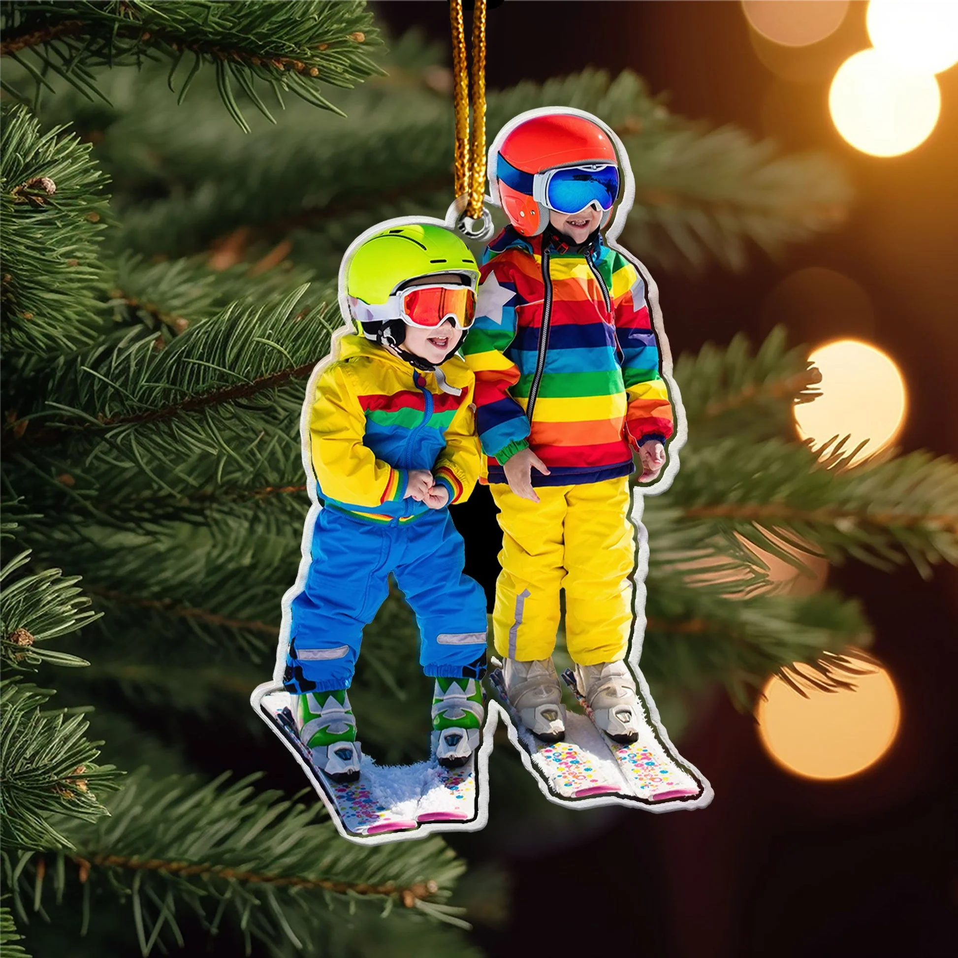 Custom Photo Skiing Gifts For Snow Skiers Family Friends - Personalized Acrylic Photo Ornament - Image 5