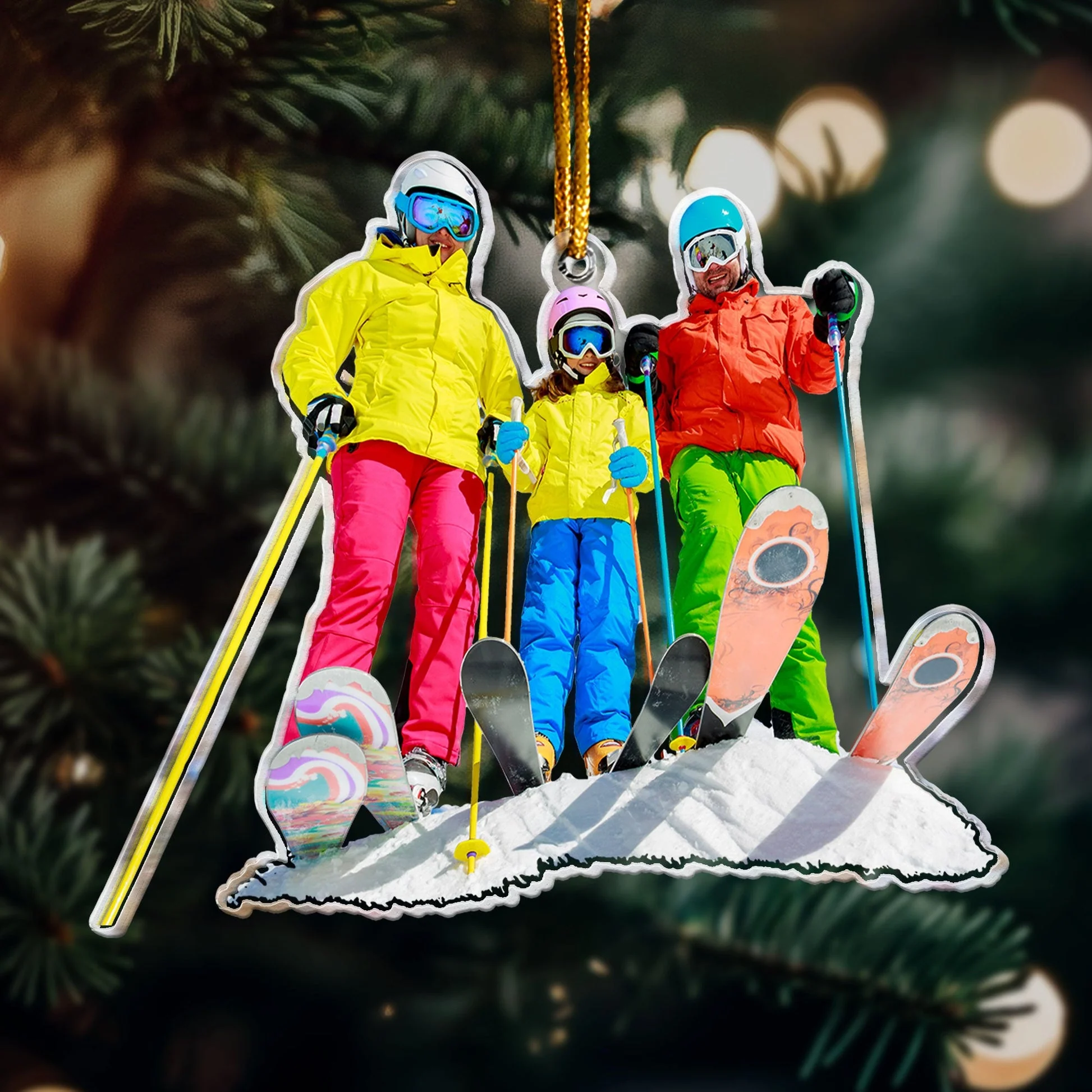 Custom Photo Skiing Gifts For Snow Skiers Family Friends - Personalized Acrylic Photo Ornament - Image 6