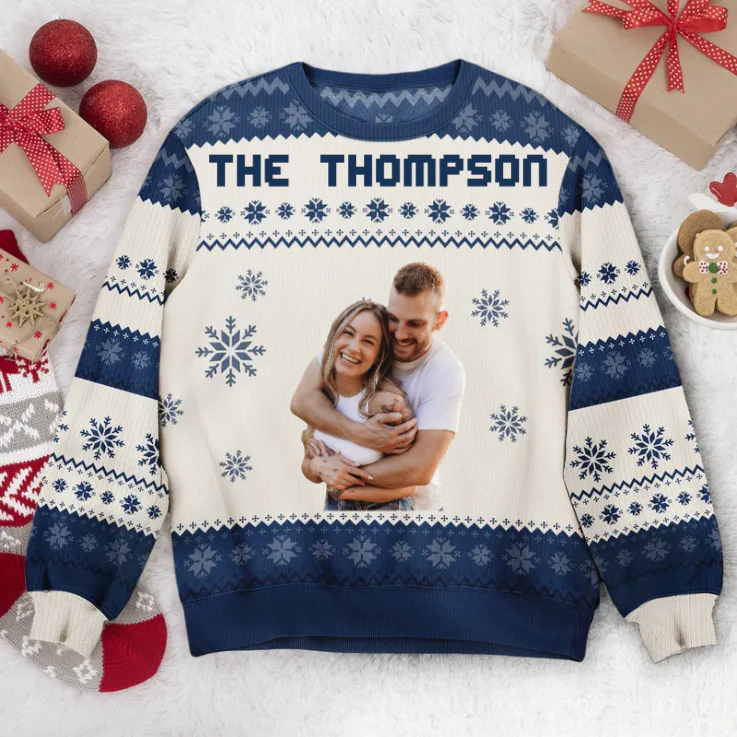 Custom Photo The Family 2 - Christmas Gift For Your Family - Personalized Ugly Sweatshirt - Image 2