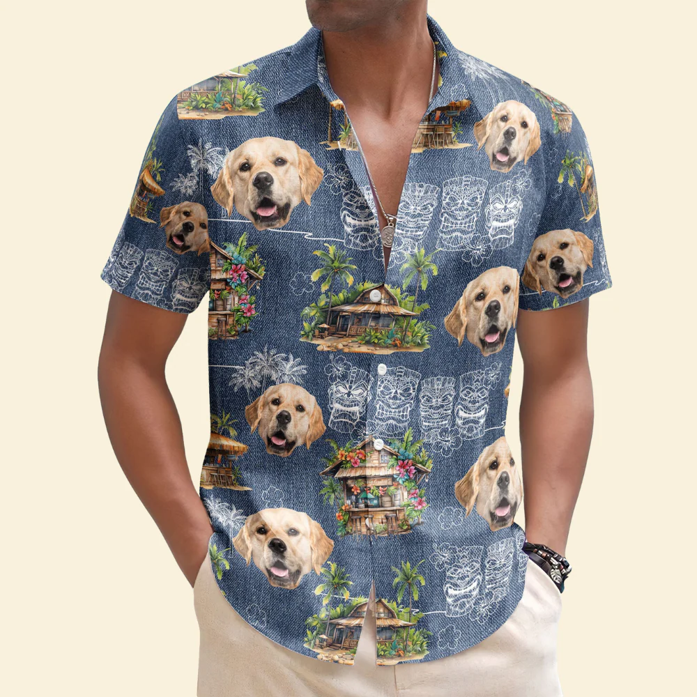 Custom Photo Tiki Summer Wooden Masks Pattern - Personalized Hawaiian Shirt
