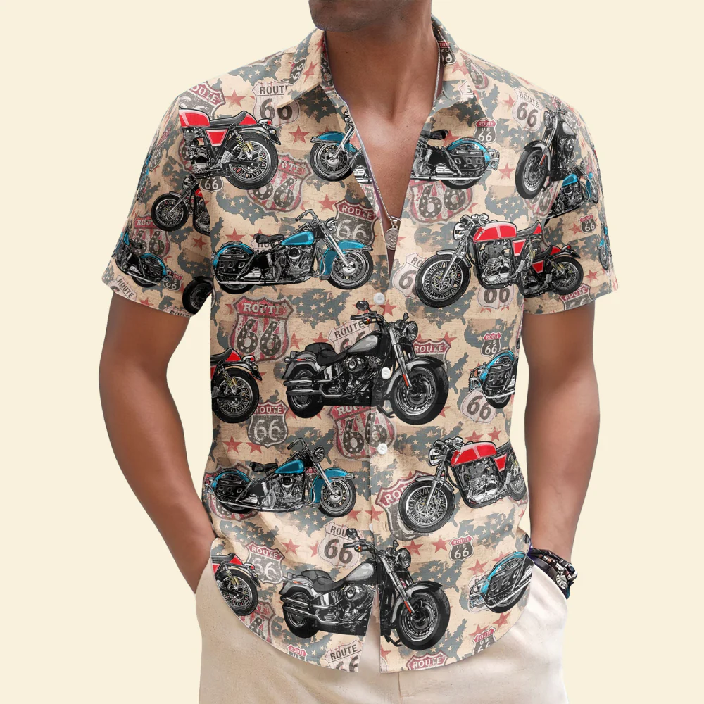Custom Photo Tropical Trip Bikes In Summer - Gift For Bike Lovers - Personalized Hawaiian Shirt