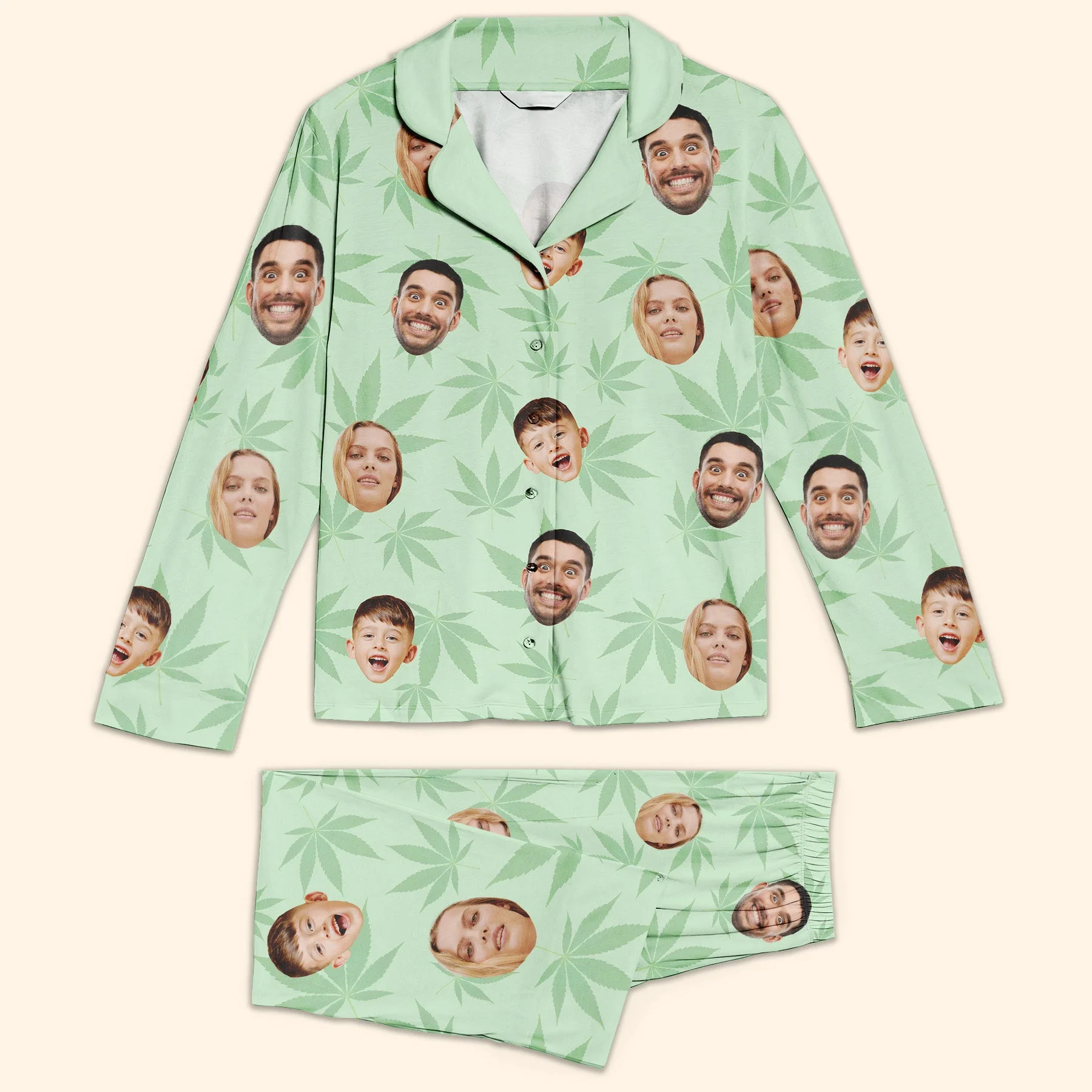 Custom Photo Weed Leaf - Personalized Pajama - Gift For Family Members, Friends - NA94 - Image 2
