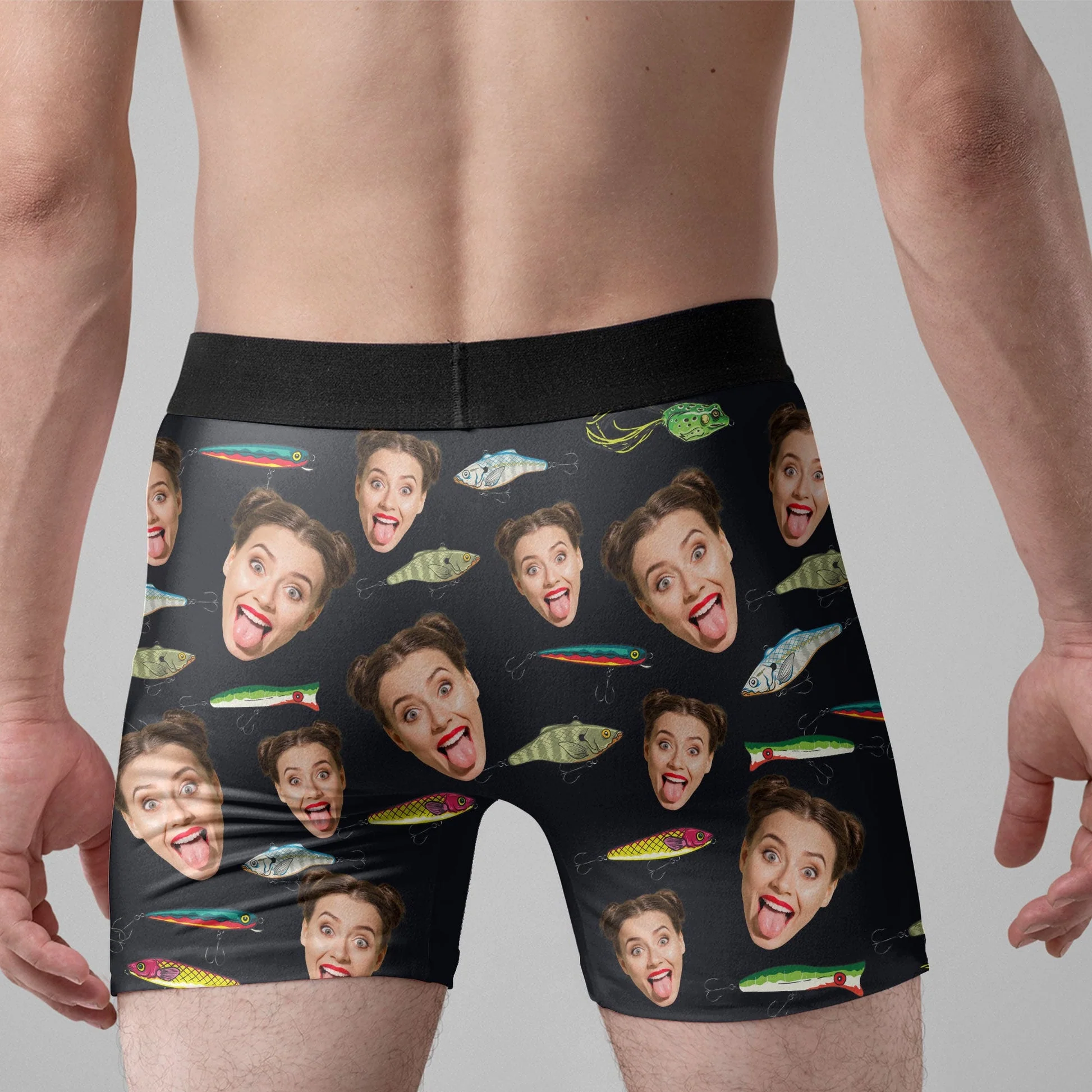 Custom Photo Wiggle My Worm & Bam She's On It - Gift For Boyfriend, Husband, Anniversary - Funny Personalized Custom Boxer Briefs, Men's Boxers - Image 3