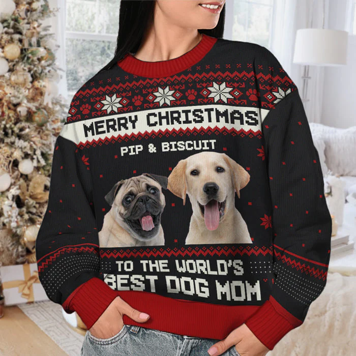 Custom Photo Ya Filthy Animal Merry Christmas - Personalized Ugly Sweater - Gift For Dog Lover, Dog Mom, Dog Dad - NH96 - Image 2