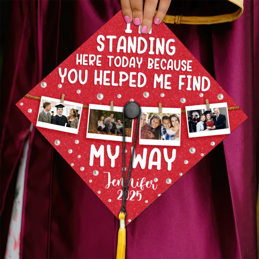 Custom Photo You Helped Me Find My Way - Personalized Graduation Cap Topper | NA94