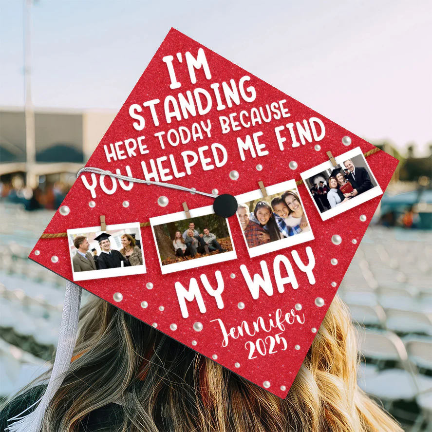 Custom Photo You Helped Me Find My Way - Personalized Graduation Cap Topper | NA94 - Image 2