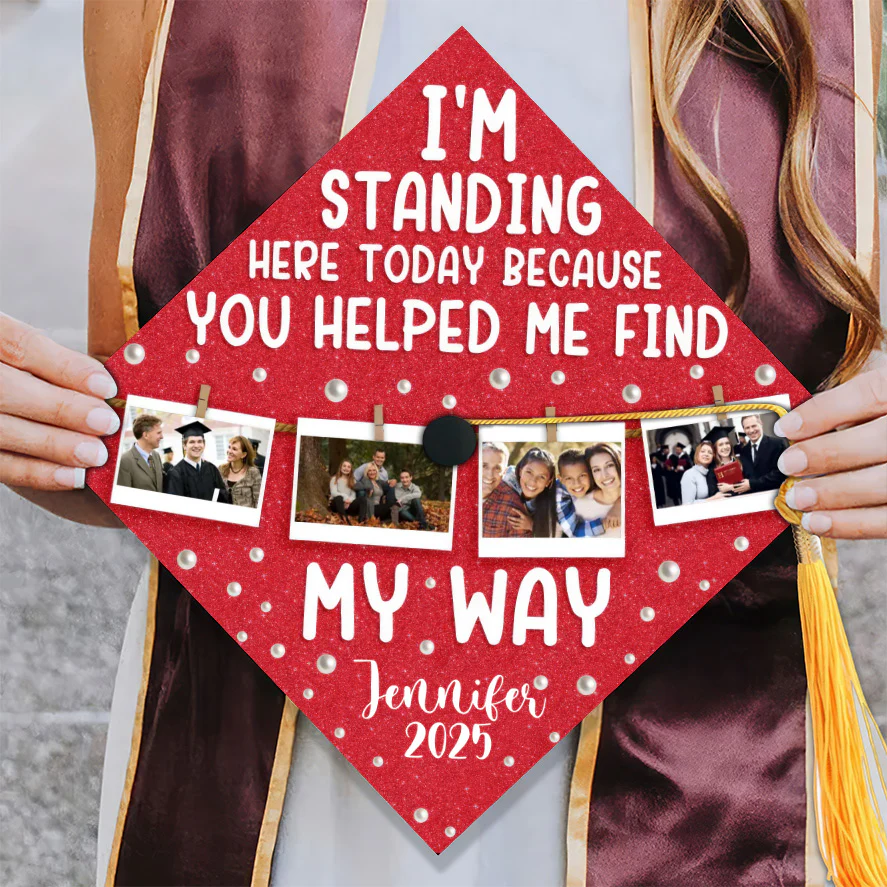 Custom Photo You Helped Me Find My Way - Personalized Graduation Cap Topper | NA94 - Image 3