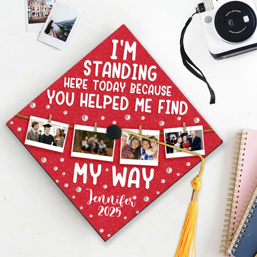 Custom Photo You Helped Me Find My Way - Personalized Graduation Cap Topper | NA94 - Image 4