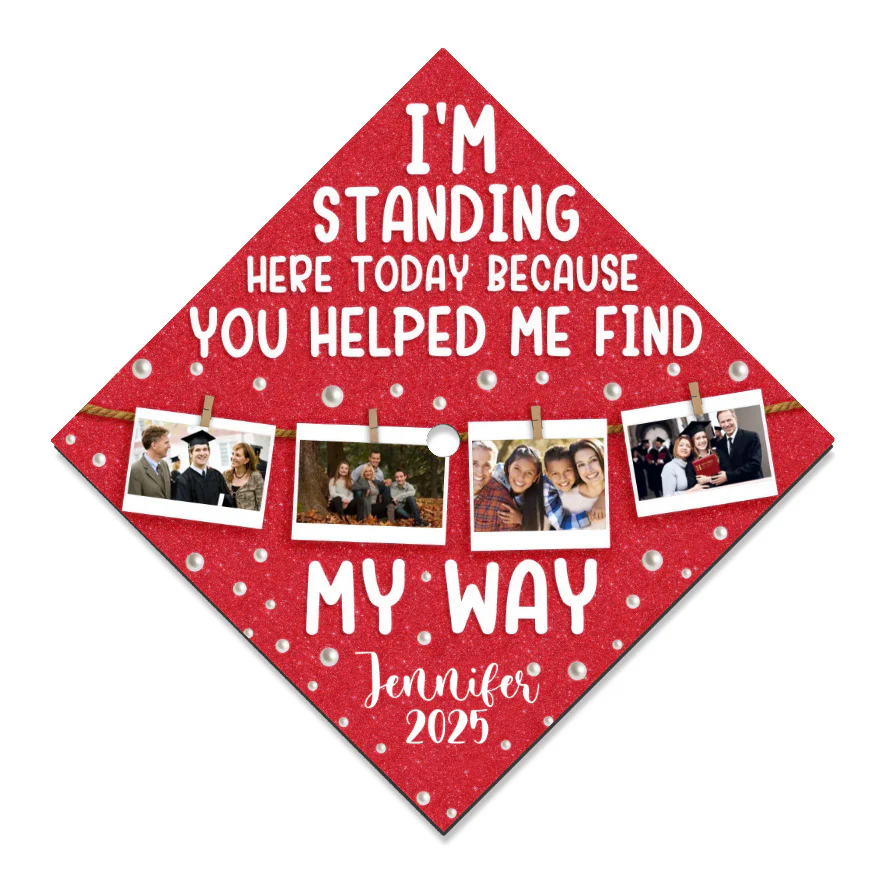Custom Photo You Helped Me Find My Way - Personalized Graduation Cap Topper | NA94 - Image 6