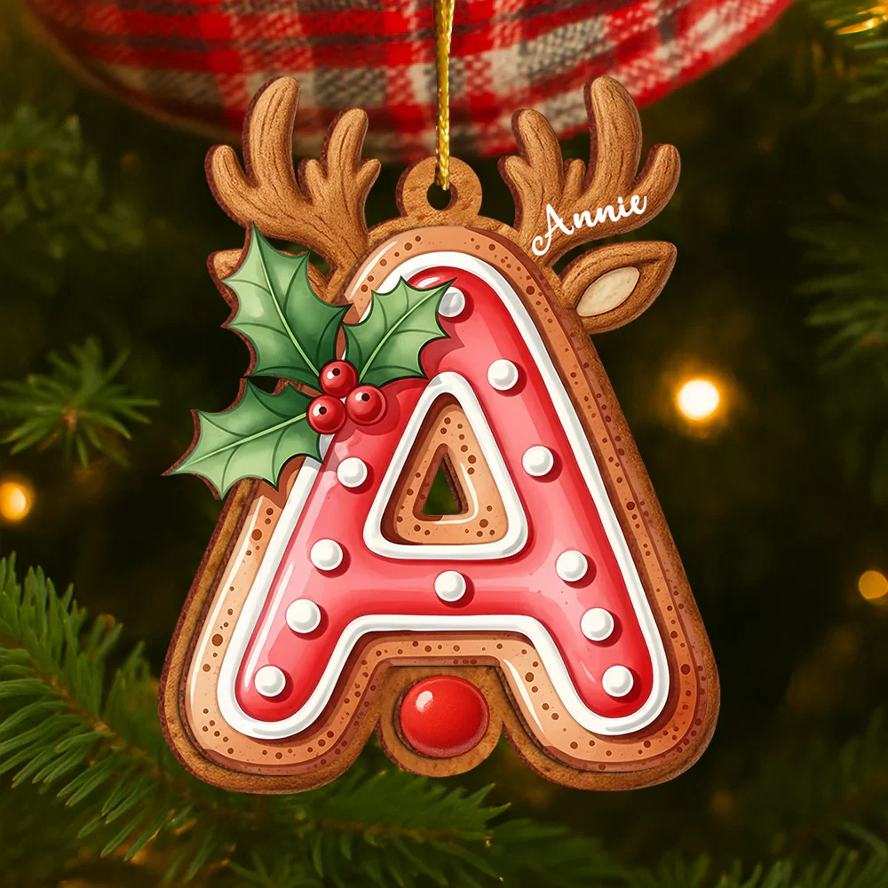 Custom  Reindeer Letters 2025 - Personalized Acrylic Ornament - Christmas Gift For Family Members NA94 - Image 2