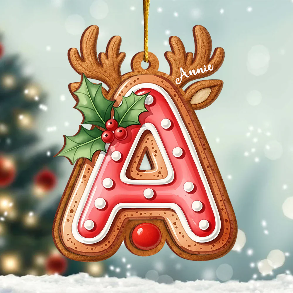 Custom  Reindeer Letters 2025 - Personalized Acrylic Ornament - Christmas Gift For Family Members NA94 - Image 3