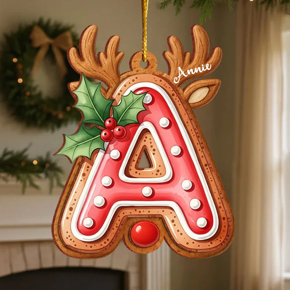 Custom  Reindeer Letters 2025 - Personalized Acrylic Ornament - Christmas Gift For Family Members NA94 - Image 4