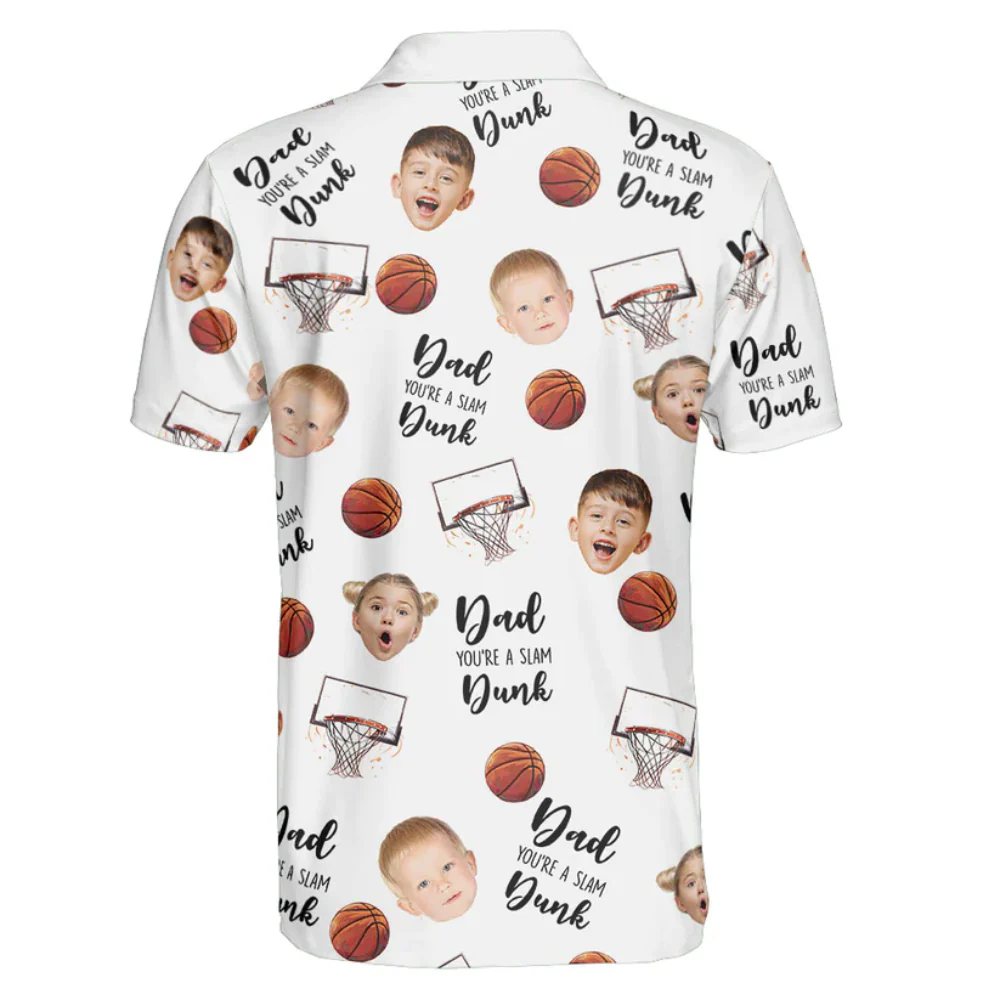 Custom Photo Dad, You're A Slam Dunk - Gift For Father, Grandfather - Men Polo - Image 3