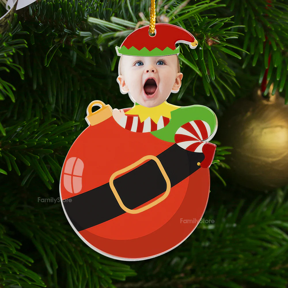 Custom Photo Cute Baby Elf Christmas - Gift For Family - Personalized Acrylic Ornament NA94 - Image 3