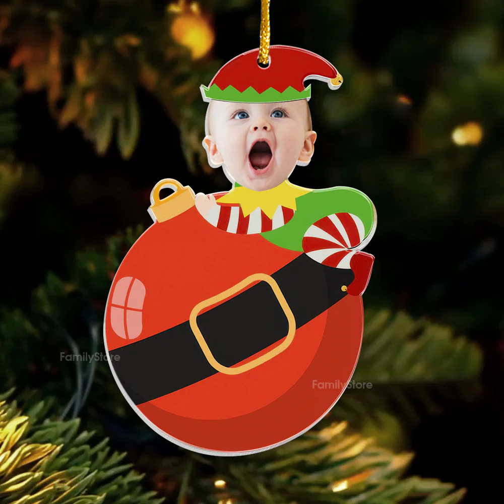 Custom Photo Cute Baby Elf Christmas - Gift For Family - Personalized Acrylic Ornament NA94 - Image 4