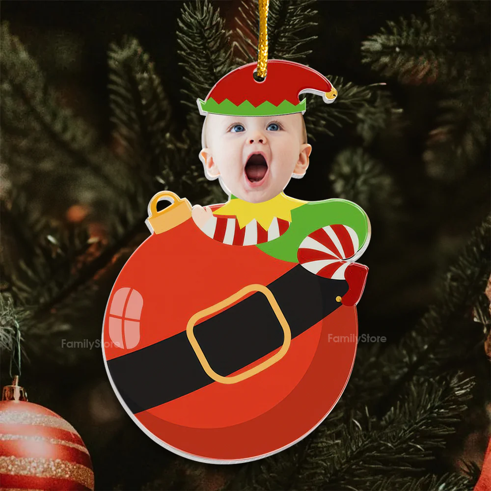Custom Photo Cute Baby Elf Christmas - Gift For Family - Personalized Acrylic Ornament NA94 - Image 5