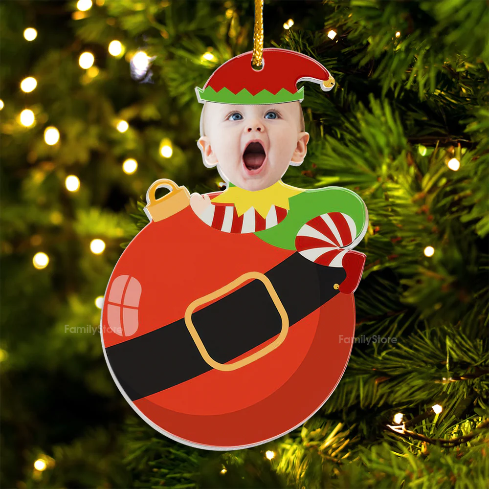 Custom Photo Cute Baby Elf Christmas - Gift For Family - Personalized Acrylic Ornament NA94 - Image 6