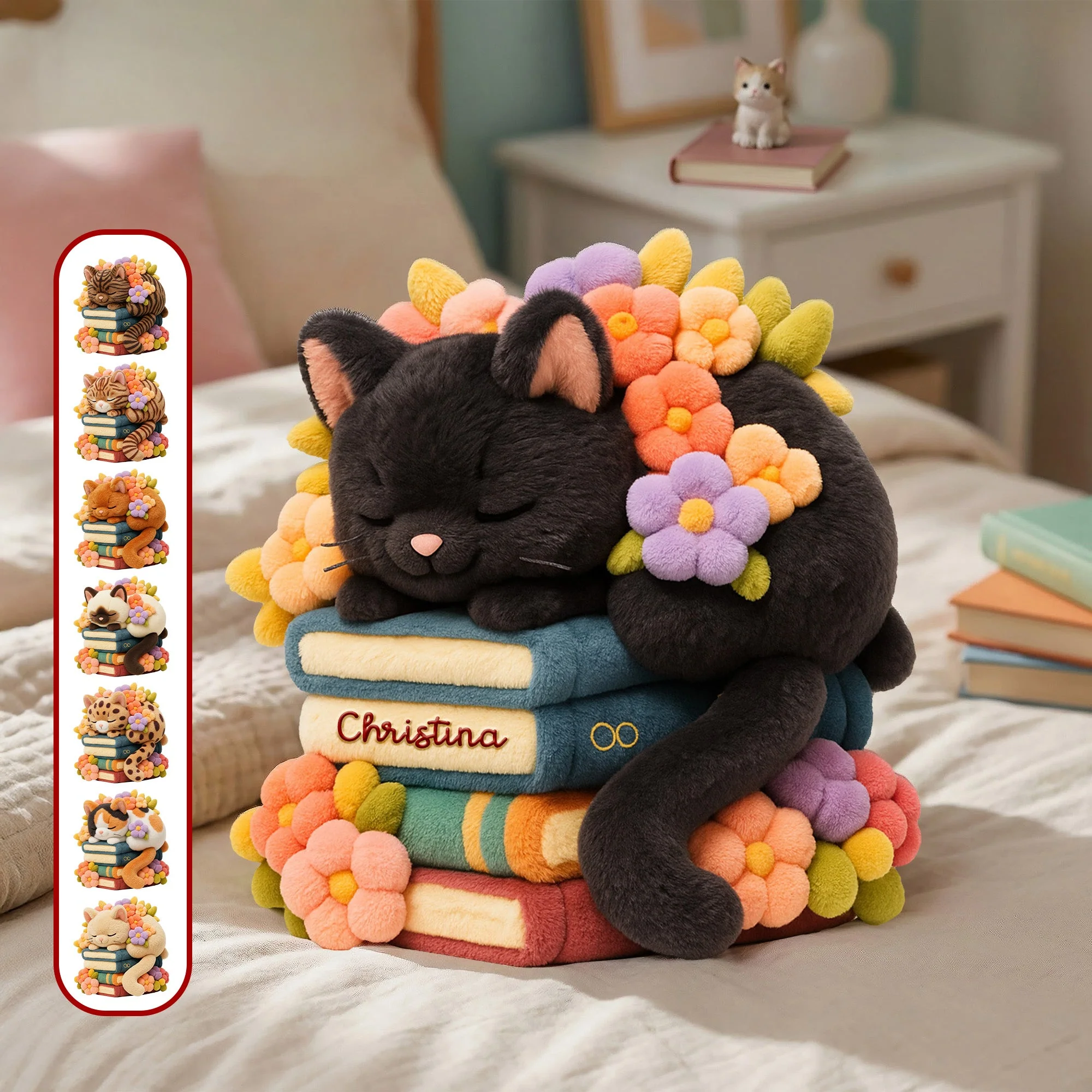 Cute Cat And Books - Personalized Custom Shape Pillow - Gifts For Book Lovers, Her | HH01 - Image 2