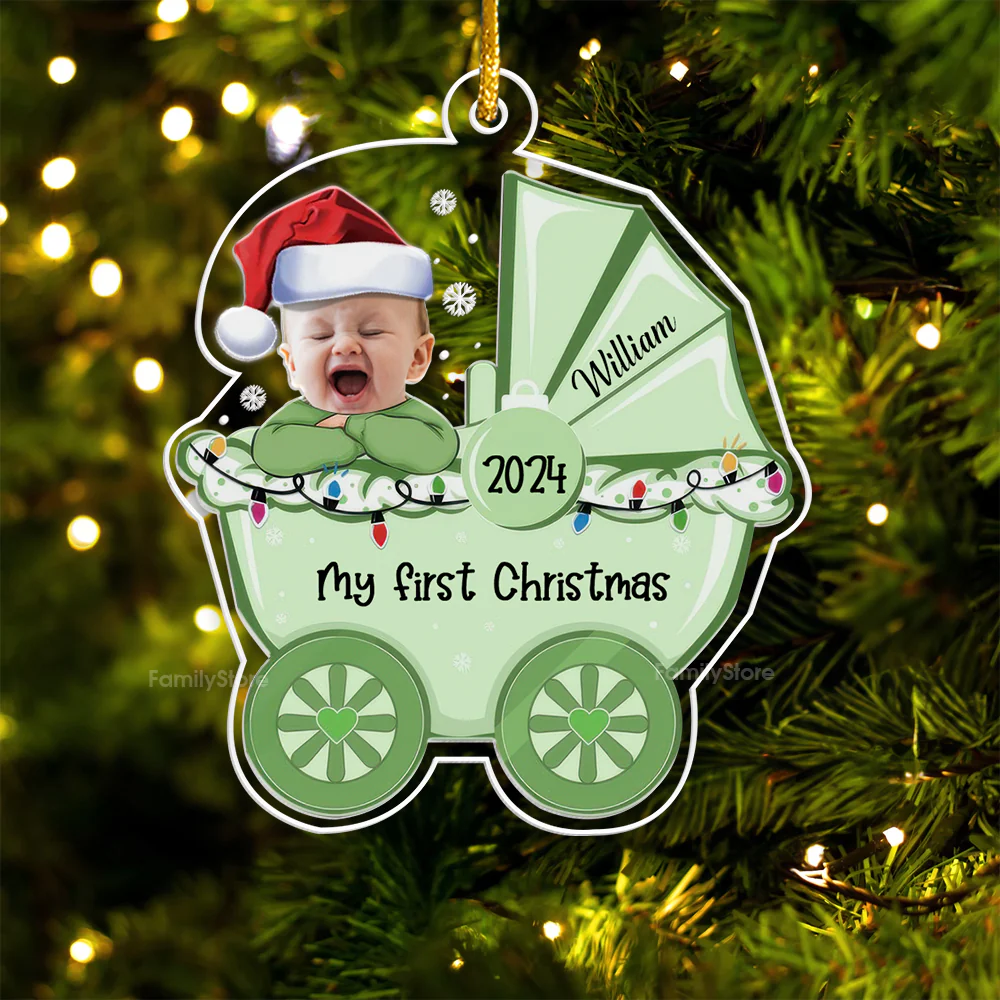 Custom Photo Cute Face Baby Stroller Variety Colors - Gift For Mom, Dad, Baby - Personalized Acrylic Photo Ornament - NA94 - Image 4