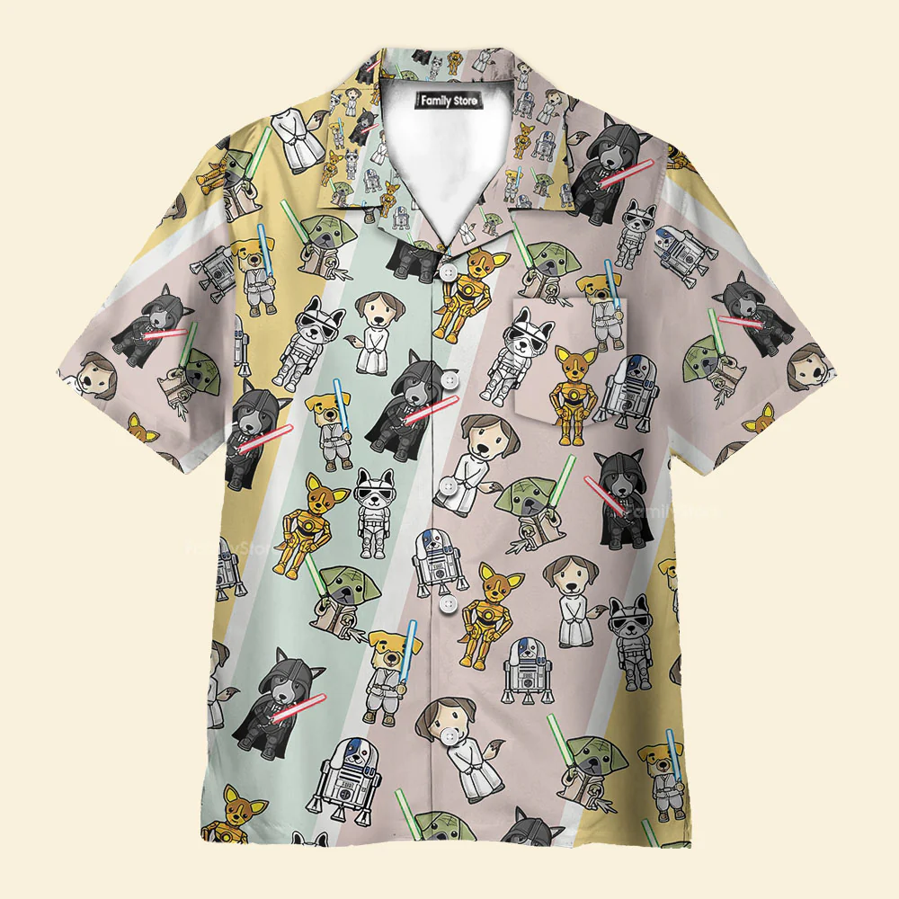 Cute Star Dogs - Hawaiian Shirt For Men, Women, Kids