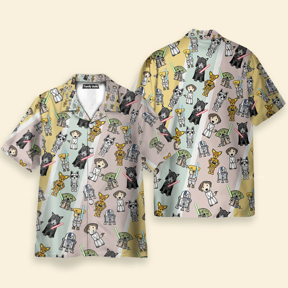 Cute Star Dogs - Hawaiian Shirt For Men, Women, Kids - Image 2