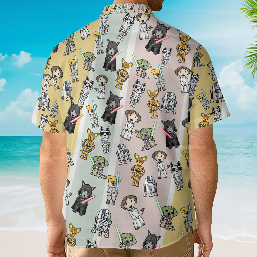 Cute Star Dogs - Hawaiian Shirt For Men, Women, Kids - Image 3