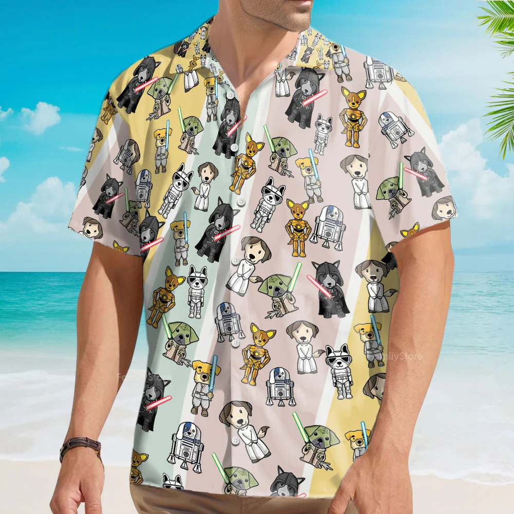 Cute Star Dogs - Hawaiian Shirt For Men, Women, Kids - Image 4