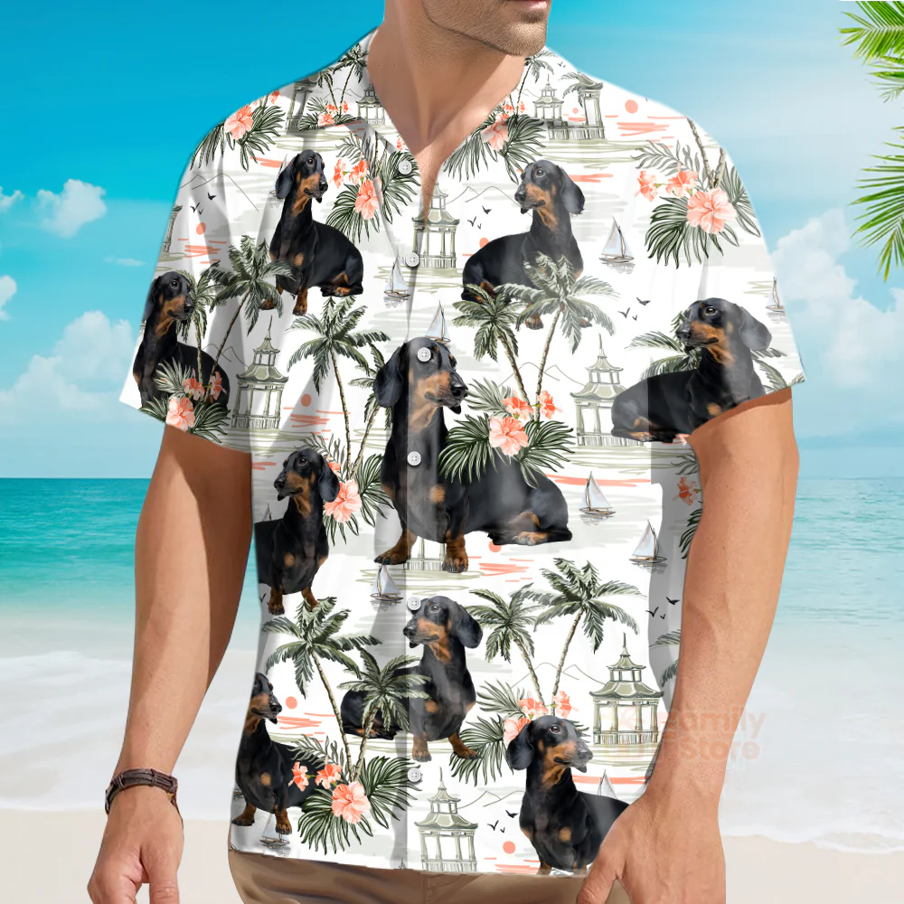 Custom Dog Pet Face Summer Beach Surfing - Personalized Hawaiian Shirt PN302177Lb