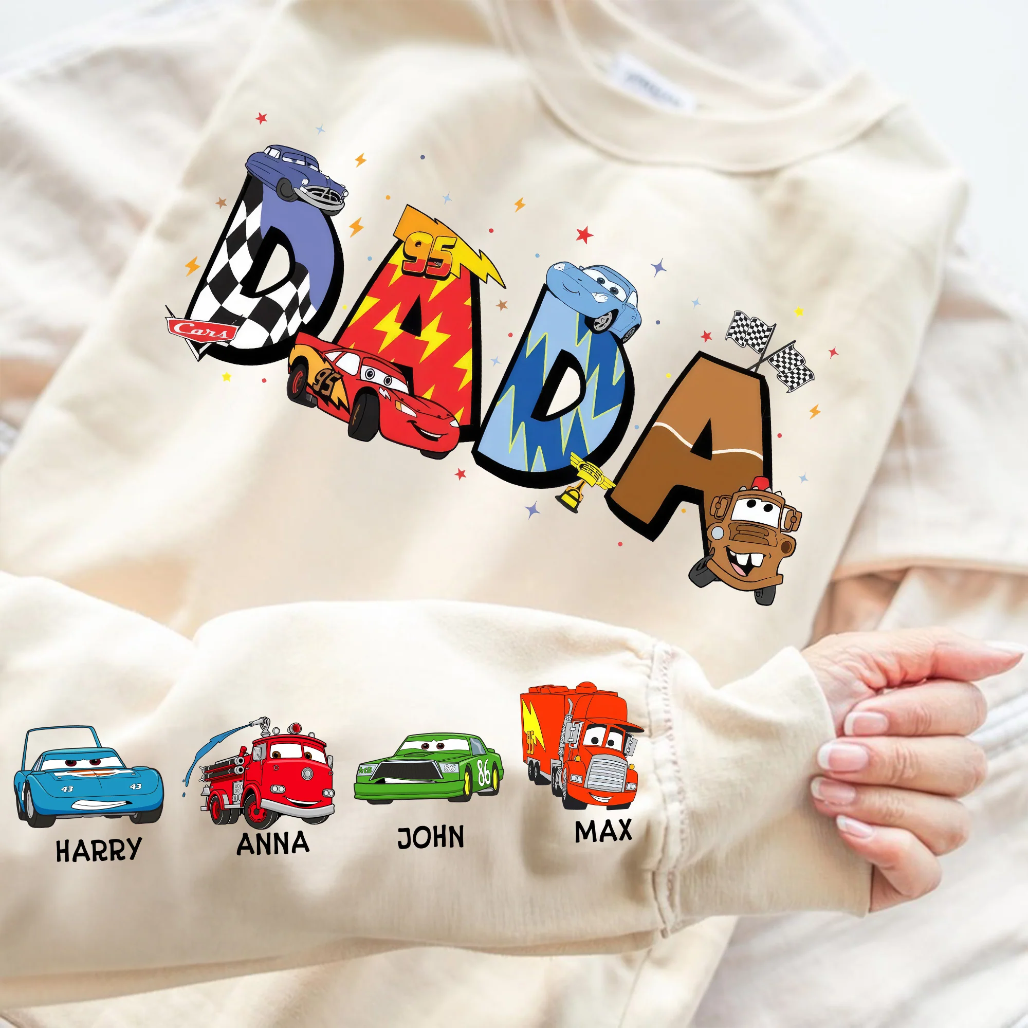 Dad Cartoon Car Movie - Personalized Dad Name Sweatshirt - Gift for Dad And Kids | CL50 PT
