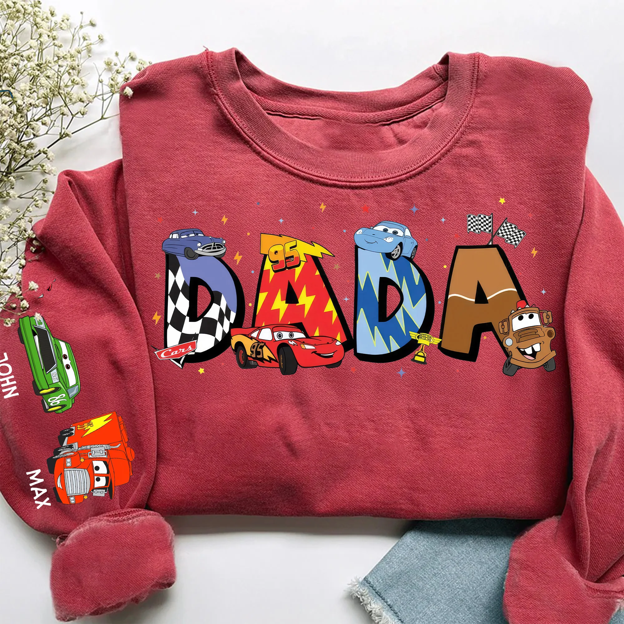 Dad Cartoon Car Movie - Personalized Dad Name Sweatshirt - Gift for Dad And Kids | CL50 PT - Image 2