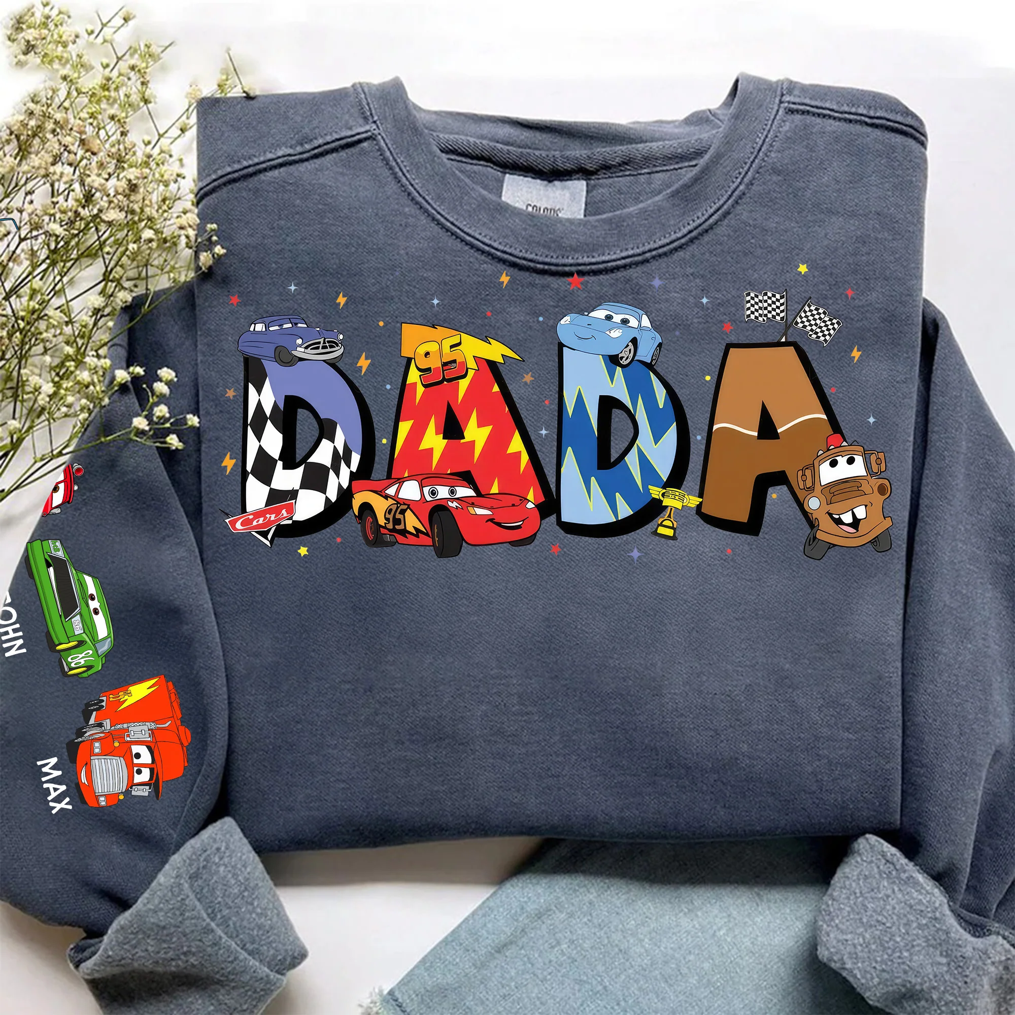 Dad Cartoon Car Movie - Personalized Dad Name Sweatshirt - Gift for Dad And Kids | CL50 PT - Image 3