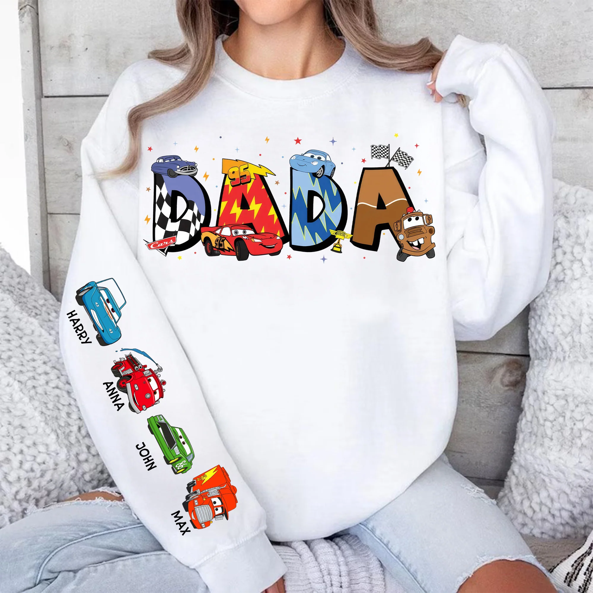 Dad Cartoon Car Movie - Personalized Dad Name Sweatshirt - Gift for Dad And Kids | CL50 PT - Image 4