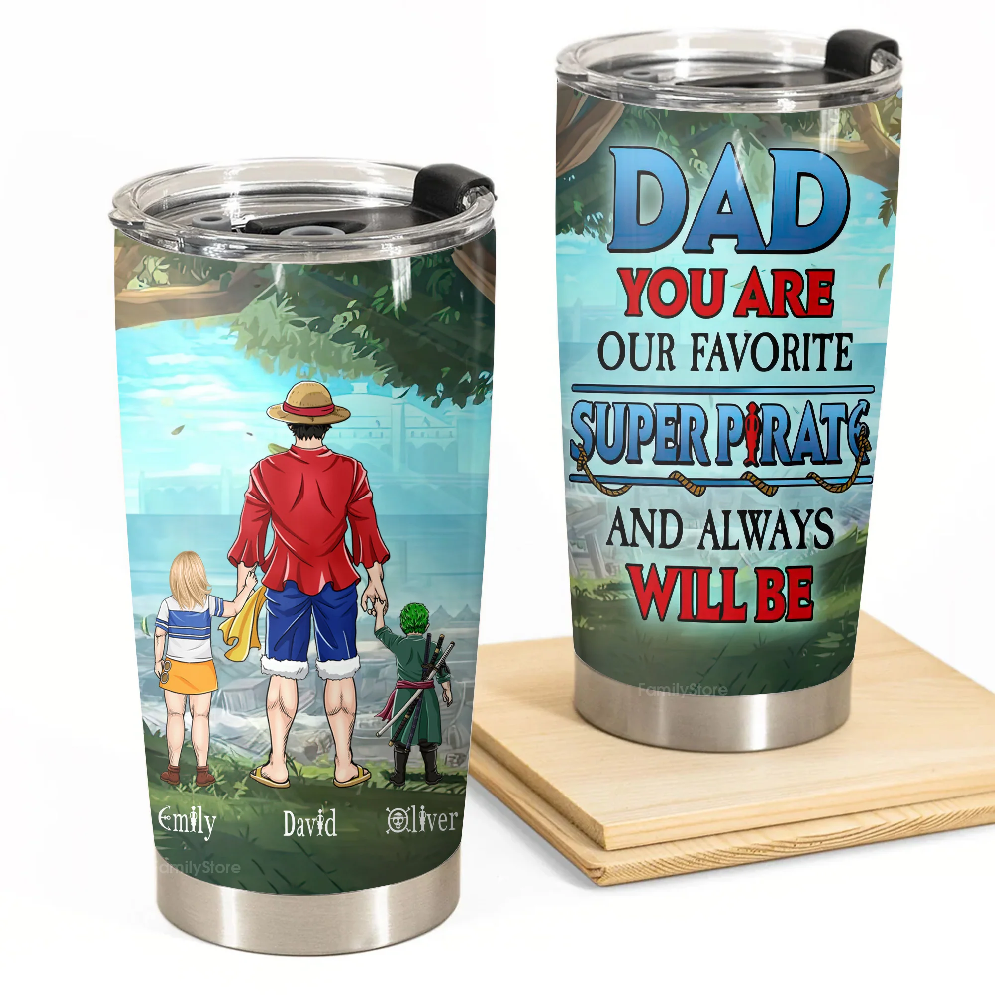 Dad Is My Super Pirate - Personalized Stainless Steel Tumbler - Gift For Dad, Father's Day | CL11 NA94
