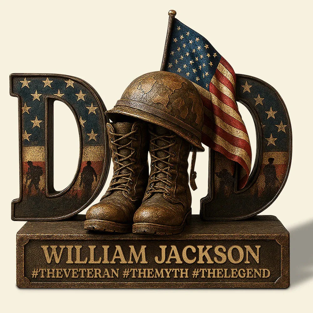 Dad Military With America Flag - Shape Acrylic Plaque - Gift For Patriotic, Veteran | HN02 - Image 3