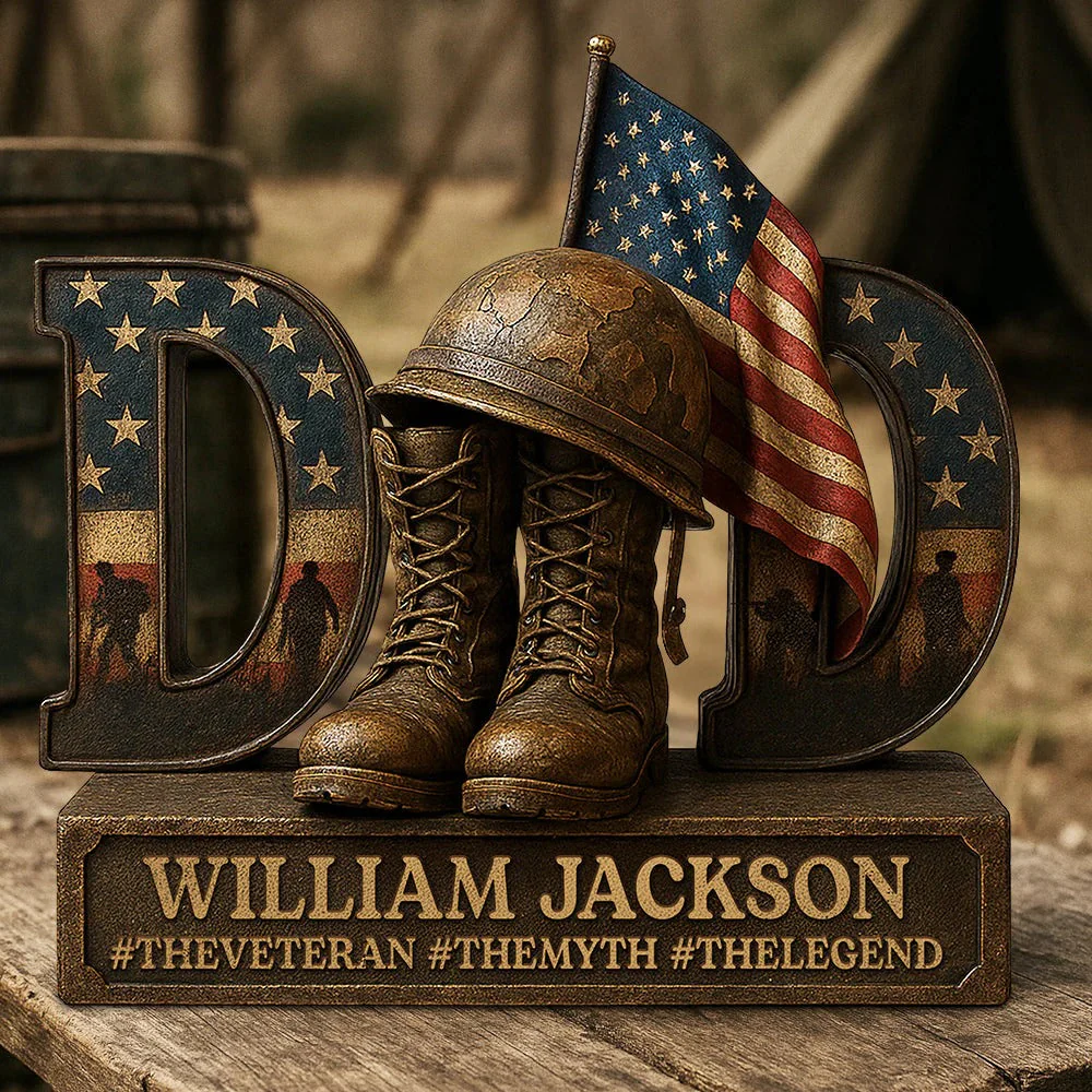 Dad Military With America Flag - Shape Acrylic Plaque - Gift For Patriotic, Veteran | HN02 - Image 7
