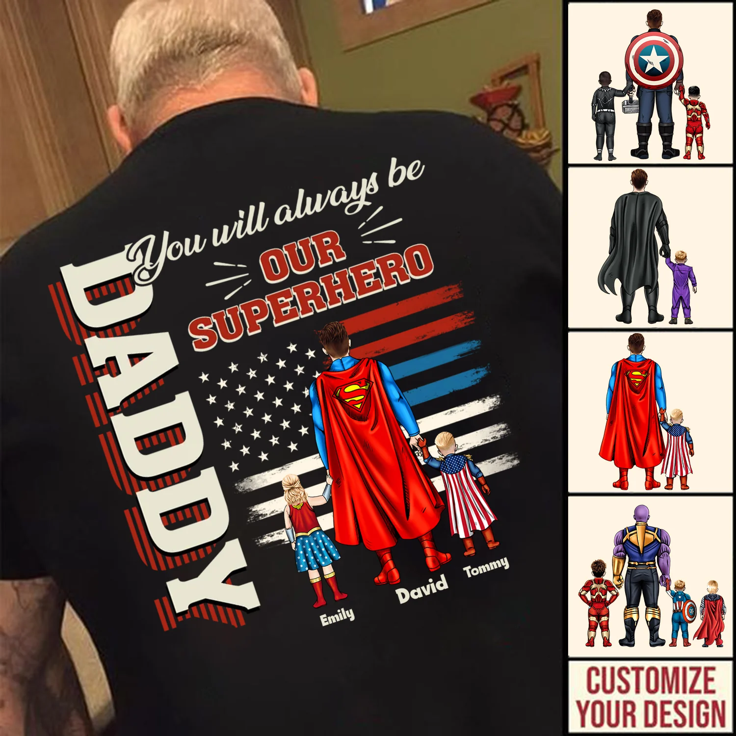 Dad You Always Be Our Super Hero - Gift For Father's Day - Personalized TShirt - Image 3