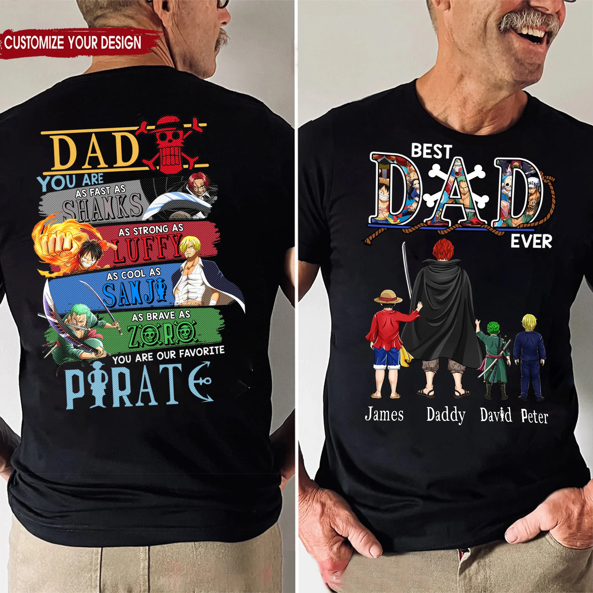 One Piece Dad You Are As Strong As Luffy As Fast As Shanks - Gift For Dad - Personalized Shirt 2 Side - Image 2