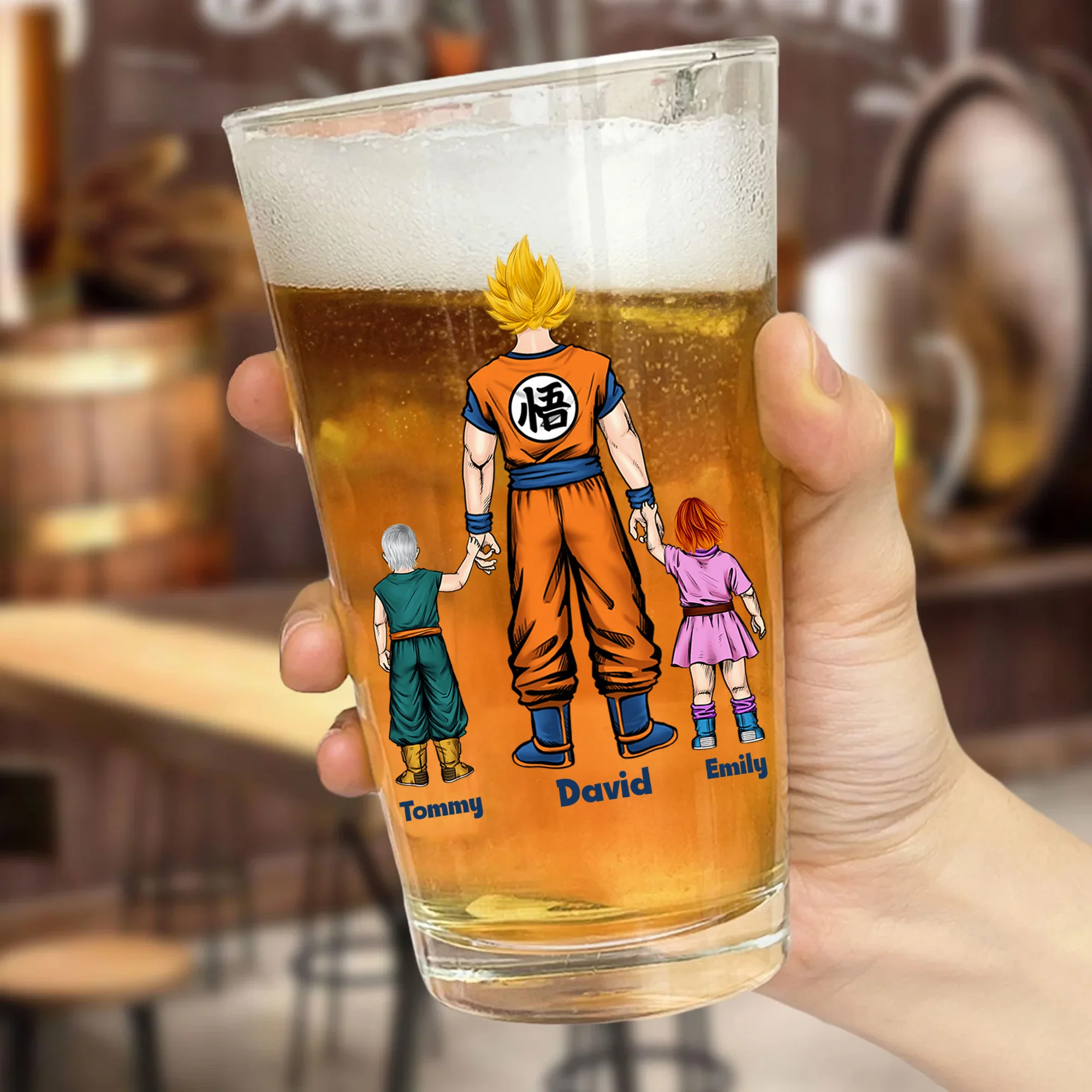 Daddy Is Our Favorite Saiyan Dragon Balls - Gift For Father's Day - Personalized Beer Glass - Image 3